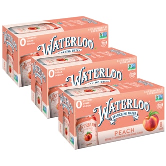 Waterloo Sparkling Water, Peach, Cans, Case